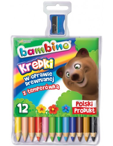 Kredki BAMBINO 12 kolorów w oprawie drewnianej