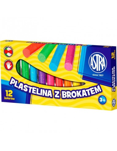 Plastelina brokatowa 12 kolorów ASTRA-3234