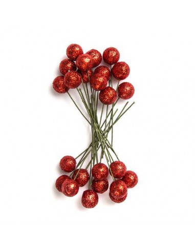 Owoce ostrokrzewu 1,2 cm- Czerwone brokat, 24 szt.-8637