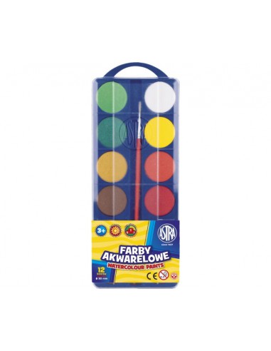 Farby akwarelowe 12 kolorów FI30mm ASTRA-3103