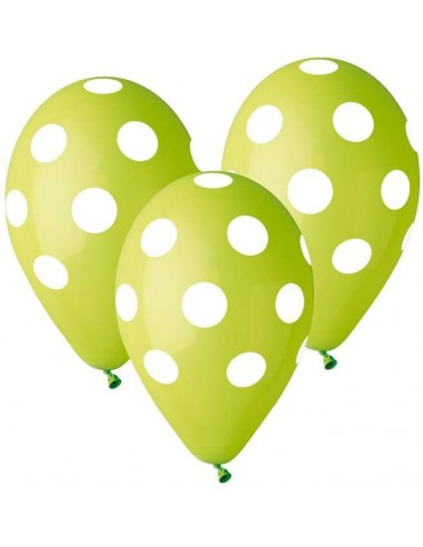 Balony Premium Grochy zielone 12" 5szt