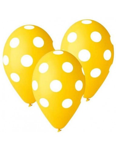Balony Premium Grochy żółte 12" 5szt