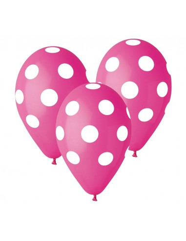 Balony Premium Grochy różowe 12" 5szt