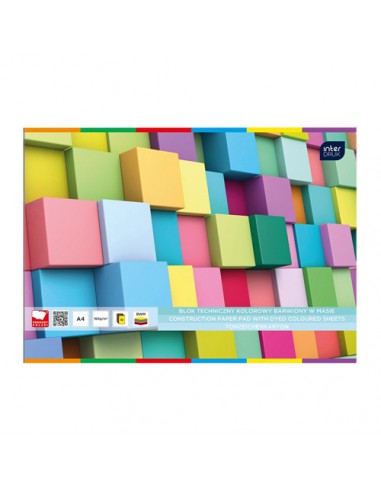 Blok techniczny A4 INTERDRUK kolorowy barwiony w masie