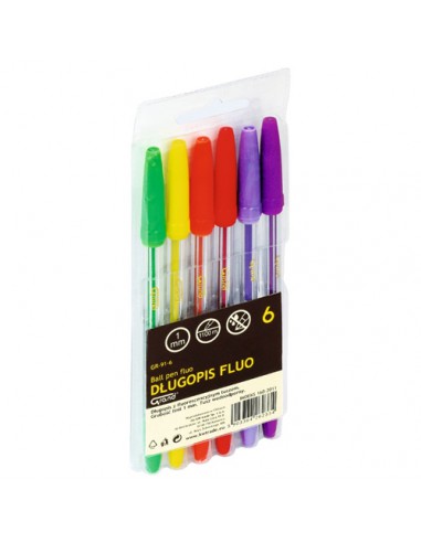 Długopisy kolorowe GRAND fluo 6 kolorów GR-91