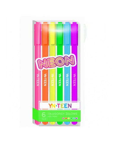 Długopisy żelowe 6 szt. Neon
