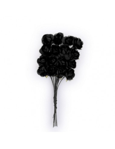 Kwiaty róże papierowe 2 cm, 16 szt.- czarne