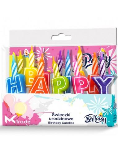 Świeczki Urodzinowe pikery z napisem Happy BIRTHDAY