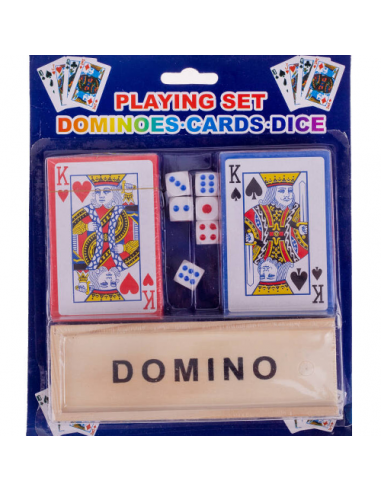 Zestaw karty do gry 2 talie + domino + kości
