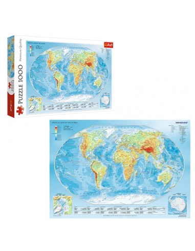 Puzzle 1000 Mapa fizyczna świata Trefl