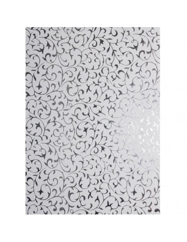 Fizelina 18x25 biała - srebrny brokat koronka 5szt
