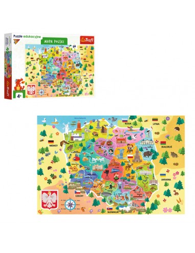Puzzle-"54 Edukacyjne- Mapa Polski" trefl