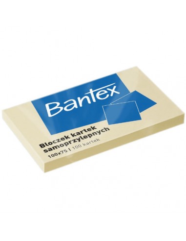 Notes samoprzylepny karteczki 100x75 żółty Bantex