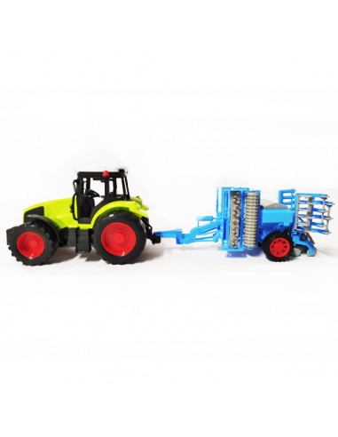 Traktor zabawka z agregatem uprawno-siewnym