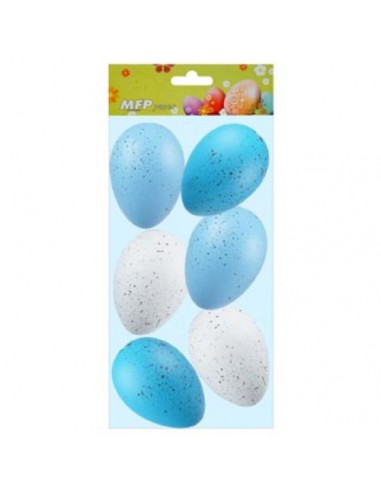 Ozdoba jajka plastik 6cm 6szt. mix błękitny