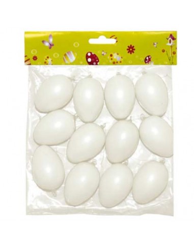Ozdoba jajka białe plastik 6cm 12szt.