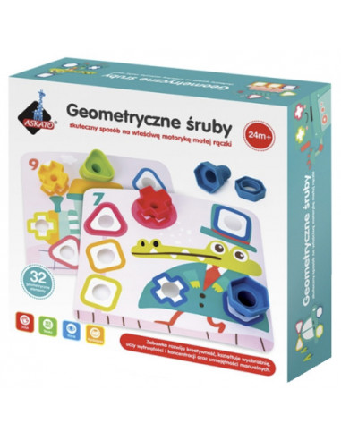 Zabawka układanka Geometryczne śruby Genialny dzieciak