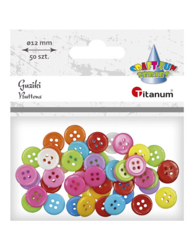 Dekoracja plastikowe guziki 12mm 50szt. mix kolorów