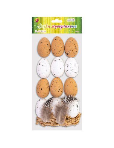 Dekoracja jajka styropianowe nakrapiane, akcesoria