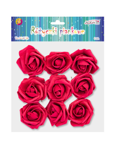 Dekoracja róża różyczki piankowe na drucikach 9szt.
