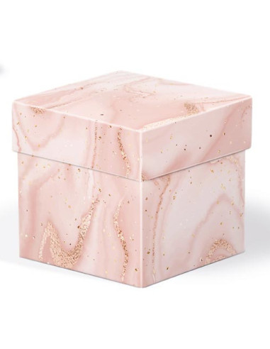 Pudełko na prezent C-A różowy marmur 8x8x8cm