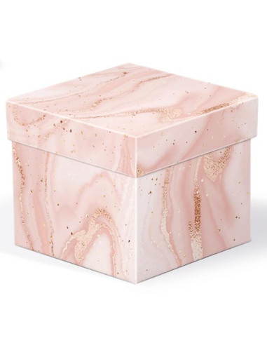 Pudełko na prezent C-B różowy marmur 10x10x9cm