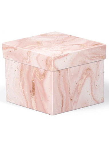 Pudełko na prezent C-D różowy marmur 14x14x11cm