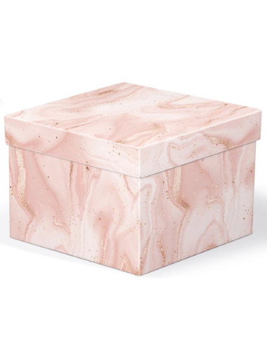 Pudełko na prezent C-F różowy marmur 18x18x13cm