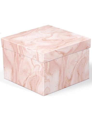 Pudełko na prezent C-G różowy marmur 20x20x14cm