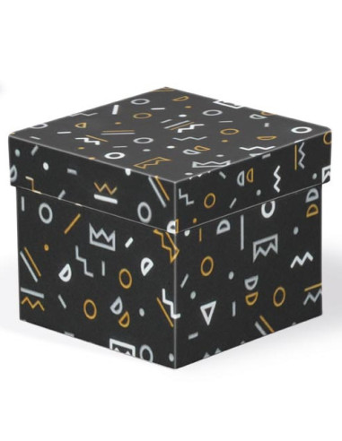 Pudełko na prezent C-B czarny korony 10x10x9cm