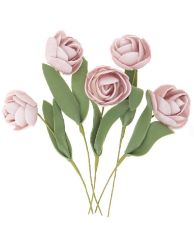 Dekoracja róże piankowe na gałązkach 5szt. różowe