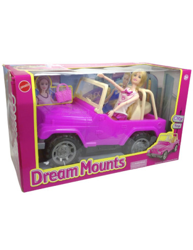 Auto samochód jeep plażowy różowy z lalką Bobbi