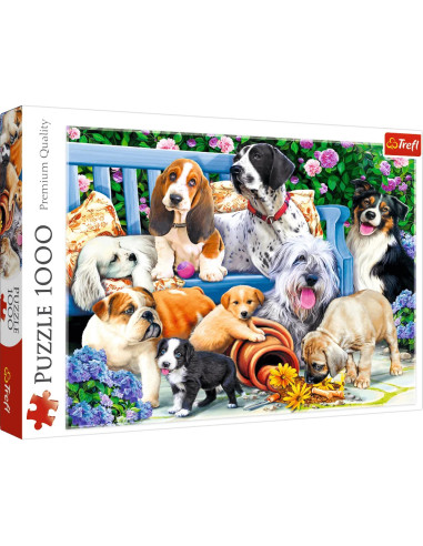 Puzzle tradycyjne zwierzęta 1000 Psy w ogrodzie Trefl