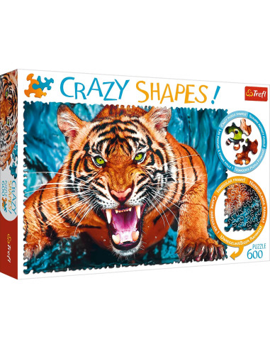 Puzzle 600 Crazy Shapes Oko w oko z tygrysem Trefl