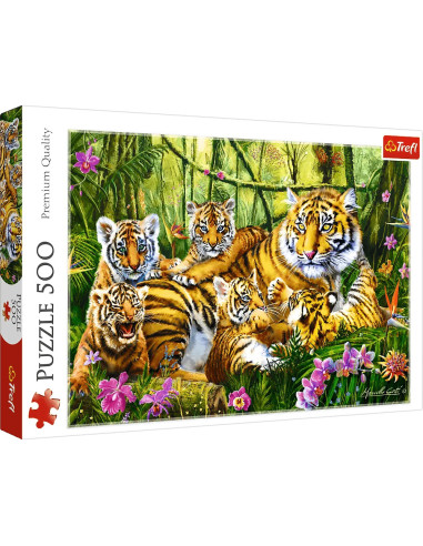 Puzzle tradycyjne zwierzęta 500 Rodzina tygrysów Trefl