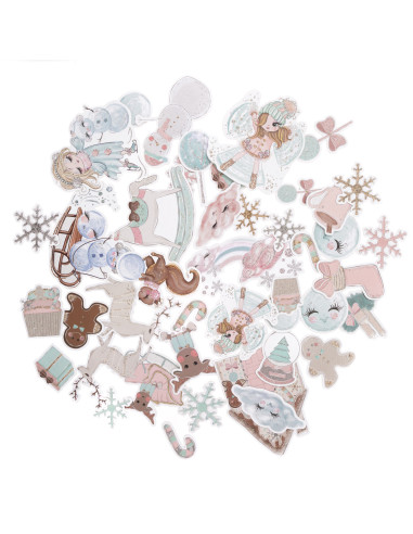 Kształty papierowe, Frosty pastels 45szt. zimowe świąteczne dekoracje