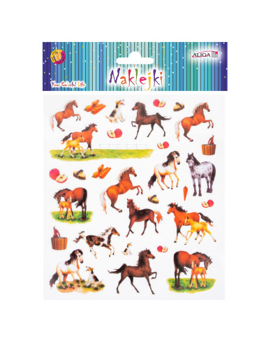 Naklejki dziecięce papierowe mix konie koń koniki konik zwierzęta