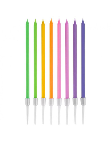 Świeczki urodzinowe pastelowe długie mix 11,5x0,31 8szt