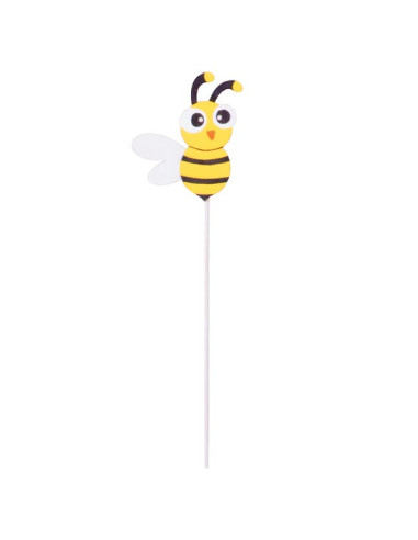 Dekoracja Pszczoła na piku 32cm drewniana pszczółka na patyku ozdoba