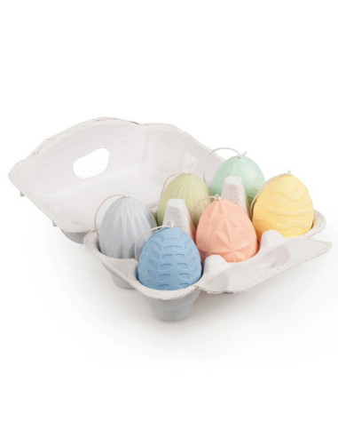 Ozdoba jajka plastik 6cm 6szt wytłaczane pastelowe pisanki plastikowe dekoracja Wielkanoc