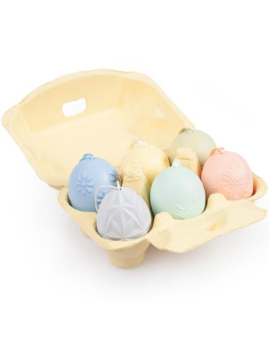 Ozdoba jajka plastik 6cm 6szt wytłaczane pastel pisanka plastikowa wypraska