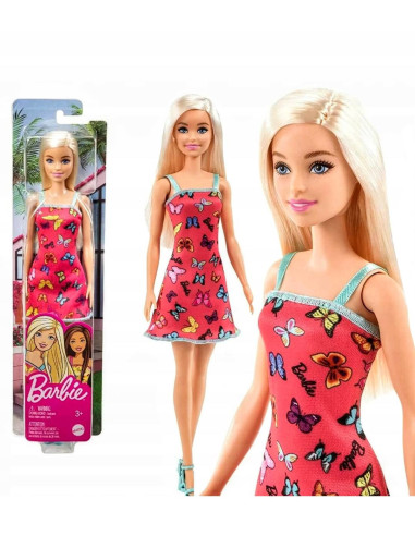 Lalka Barbie w sukience w motyle mix