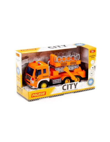 Samochód "City" z podnośnikiem inercyjny pomarańczowy