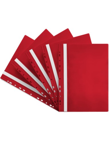 5x Skoroszyt na dokumenty A4 plastikowy z zawieszką czerwony wpinany