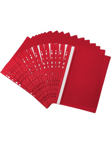 20x Skoroszyt A4 na dokumenty z zawieszką do segregatora plastikowy czerwony wpinany