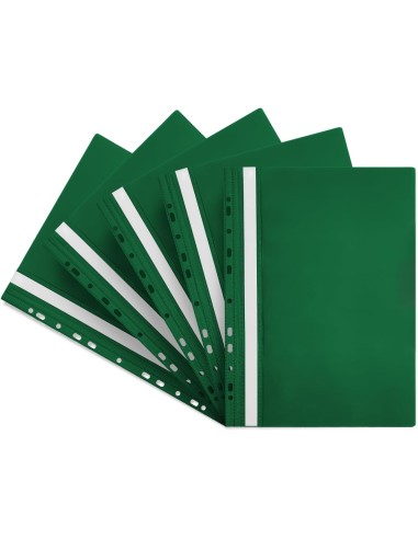 5x Skoroszyt na dokumenty A4 plastikowy z zawieszką zielony wpinany