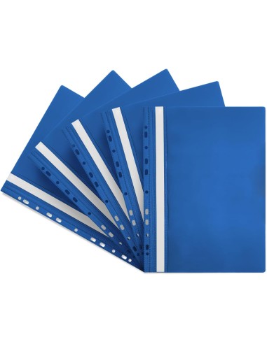 5x Skoroszyt na dokumenty A4 plastikowy z zawieszką niebieski wpinany