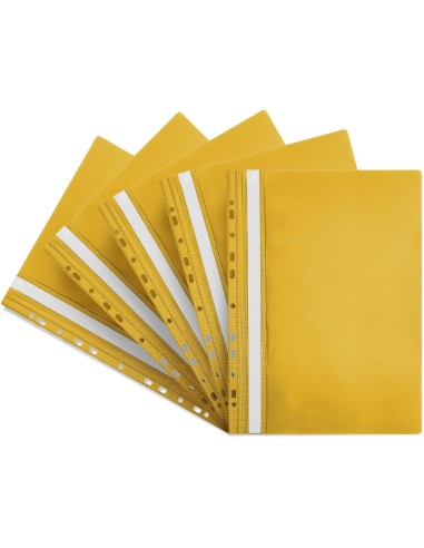 5x Skoroszyt na dokumenty A4 plastikowy z zawieszką żółty wpinany