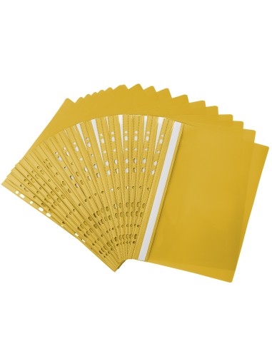 20x Skoroszyt A4 na dokumenty z zawieszką do segregatora plastikowy żółty wpinany