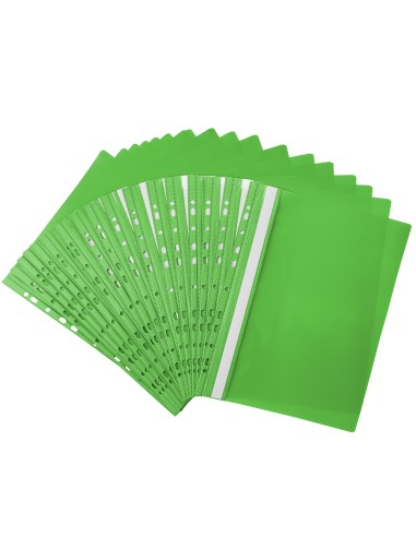 20x Skoroszyt A4 na dokumenty z zawieszką do segregatora plastikowy jasno zielony wpinany